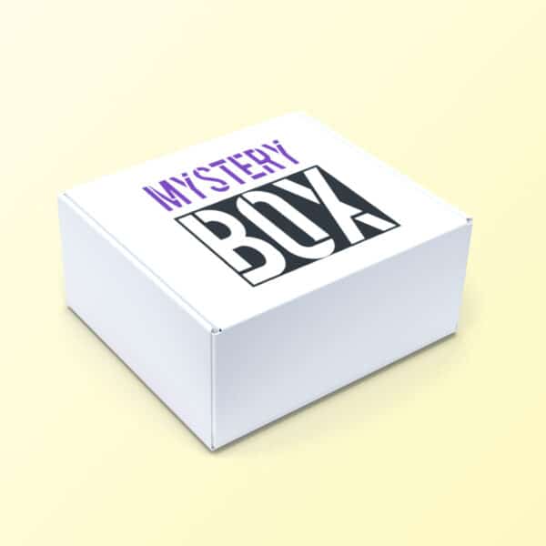Gold Mystery Box Seitenansicht, exklusive Premium Geschenkbox